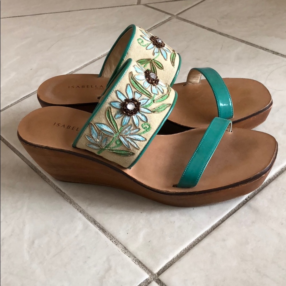 Fun green slip on wedges